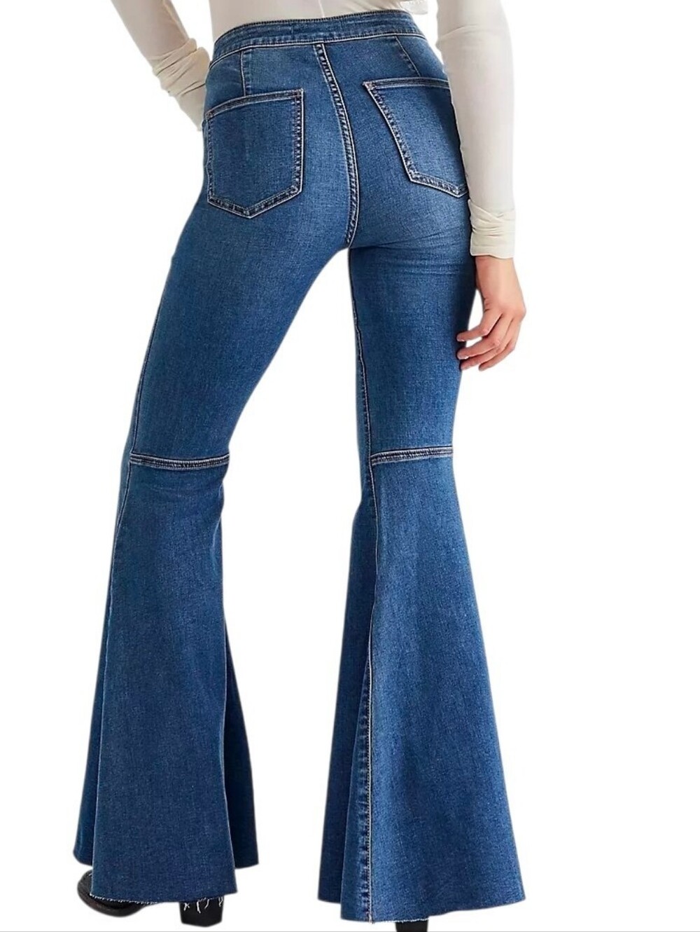 Free People Just Float Flare Jeans high-rise waist exaggerated bell-bottom Sz 28 - Picture 3 of 15
